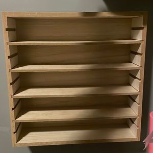 wooden (tan) shelf